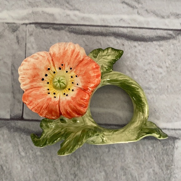 Vintage FF ceramic porcelain napkins rings set of 4 - Picture 7 of 11